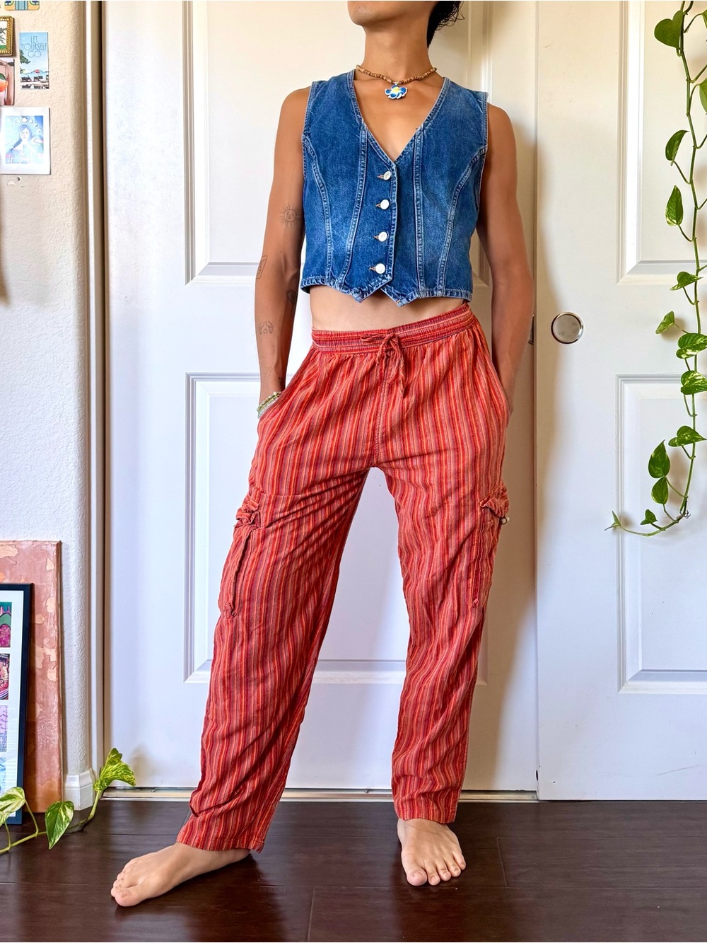 Vintage Pinstriped Hippie Pants - Picture 3 of 7